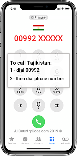 Tajikistan 992 Country Code TJ TJK
