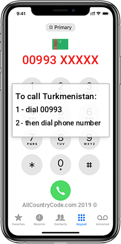 Turkmenistan 993 Country Code TM TKM