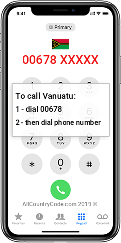 Vanuatu 678 Country Code VU VUT