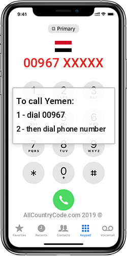 Yemen 967 Country Code YE YEM